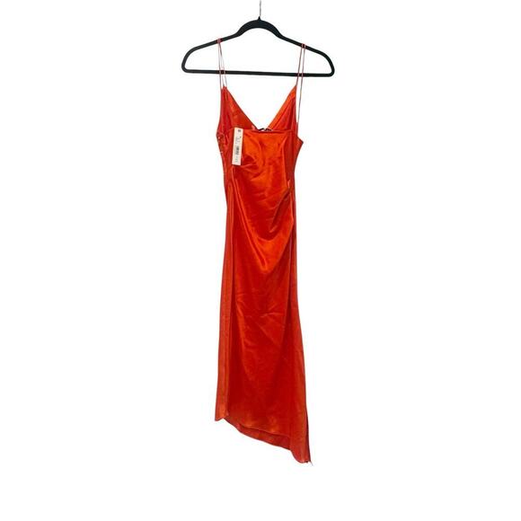 Alice + Olivia Cowlneck Vista Satin Asymmetric Dress Chili Pepper Size 0 NWT - Picture 6 of 13